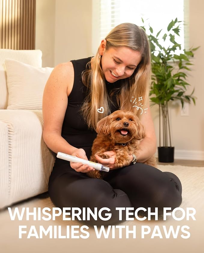 Fanttik F2 Master Pet Quiet Dog Nail Grinder, Safe Pet Nail Trimmer | Electric Rechargeable, LED Light, 5-Speed Variable Paws Grooming Tool Kit, DIY Name Tags for Small Medium Dogs & Cats, White
