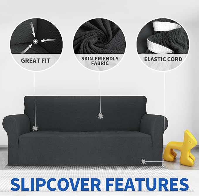 MAXIJIN Chair Covers for Living Room 1 Piece Stretch Sofa Chair Slipcovers with Arms (31"-46") Furniture Protector for Dog Pet Couch Armchair Cover (Chair, Diamond Pattern Gray)