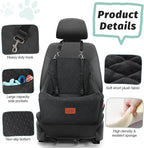 Lealchum Dog Car Seat for Medium Dogs Up to 40lbs,Fully Detachable and Washable,Memory Foam Covered Soft Fabric,Easy to Install with Adjustable Straps,Anti-Slip Base,Two Side Pockets(Black,Medium)