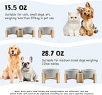 SPUNKYJUNKY 15° Slanted Ceramic Dog and Cat Bowl with Wooden Stand, Tilted Bulldog Food and Water Bowl No Slip Non-Spill for Cats Medium Dogs Big Face Pets 13.5 OZ (1.7 Cups, Grey × 2)