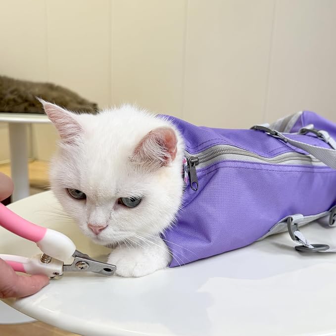 Cinf Cat Restraint Grooming Bag, Anti-Scratch Tool for Nail Trimming | Safe grooming restraint bag controls cat movement for bathing, nail trimming, injections and veterinary examinations