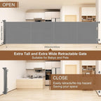 Miumoon 200 inch Reinforced Retractable Baby Gates 42 inch Tall | Retractable Dog Gate with No Crawl Through Reinforced Strip, 16 FT Extra Long Retractable Gate Outdoor, Garage Gate