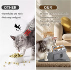 Elevated Cat Bowls with 3 Stainless Steel Bowls | 15° Tilted Anti-Vomiting Raised Cat Food Bowl with Solid Wood Stand and Silicone Pad for Cats and Small Pets Bowl(Slate Grey)