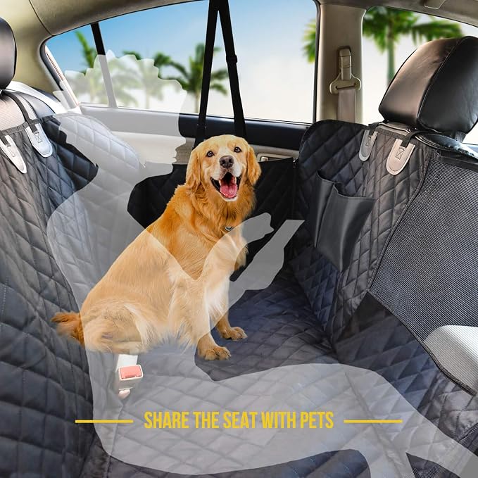 Vailge Dog Car Seat Cover for Back Seat, 100% Waterproof Back Seat Pet Cover for Dogs with Mesh Window, Scratch Prevent Antinslip Dog Hammock for Car