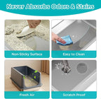 Stainless Steel Cat Litter Box with Lid,Metal Cat Litter Box,23.5x15.5x16in | Cat Litter Pan for Large Cats, Non-Sticky Large Kitty Litter Box Easy to Clean, Anti-Leakage,xxxl