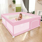 Hiaksedt Baby Playpen 50"x50" Baby Girl Play Pen for Babies and Toddlers | Safe Structure and Soft, Skin-Friendly Fabric with Zipper Gates Pink