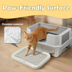 Cat Litter Mat Litter Box Mat with a Flip-top Lid,Extra Large Double-Layer Trapping Mats for Kitty,XL Cat Trapping Pad with Non-Slip Base,Durable,Waterproof,Washable,Easy to Clean (Grey)
