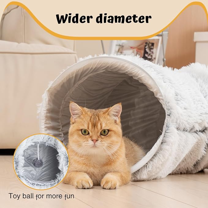 Avont Cat Tunnel Bed, Washable Cushion, Large 3-in-1 Play Tube for Cats | Play, Rest & Snuggle | Spacious for Big Cats | Durable Toggle Design | Removable Washable Cushion | Grey