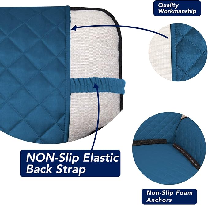 PureFit Reversible Quilted Sofa Cover Dog Couch Covers for Sofa, 66 in | Peacock Blue/Beige, Water Resistant Couch Protector, Washable Pet Couch Cover with Non Slip and Elastic Straps For Kids