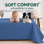 PAWFINITY Waterproof Bed Cover for Dogs, Pet Blanket for Mattress Washable | Paw Print Quilted, Hair Resistant, Anti Cat Scratch, Pee Proof Furniture Protector for Cal King Bed, 82x102 Inch, Blue