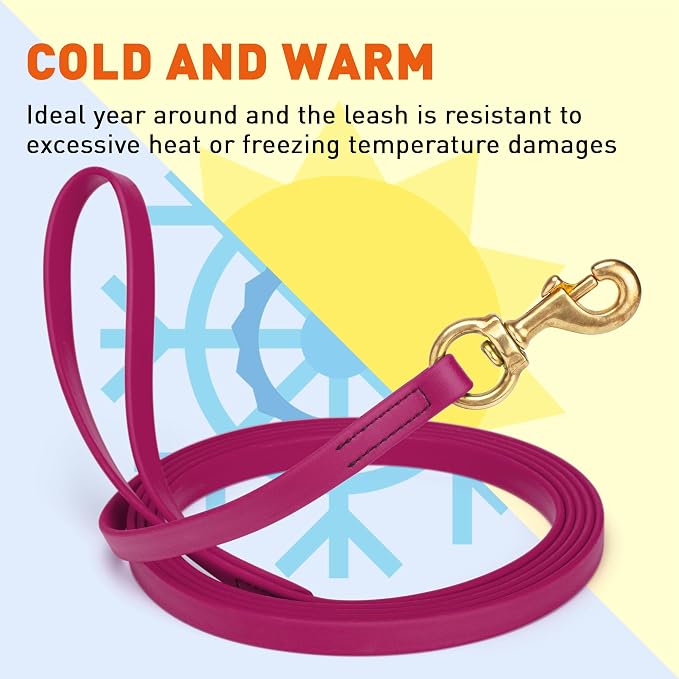 Viper Biothane K9 Working Dog Leash Waterproof Lead for Tracking Training Schutzhund Odor-Proof Long Line with Solid Brass Snap for Puppy Medium and Large Dogs, 10ft Magenta Pink