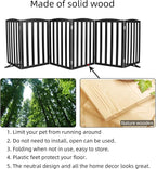 ZJSF Foldable Freestanding Indoor Dog Gate for House Wood Long Pet Gates Dog Fence for Stairs Puppy Gates for Hallways, Puppy Gate,Support Feet Included, Black, 32 "Height-6 Panels