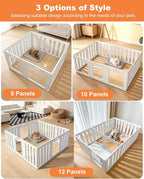 Acrylic Indoor Dog Playpen with Double Room, 24" H 12 Panels Puppy Playpen | Indoor & Outdoor Dog Play pen with Heavy Duty Door Lock, Easy-Assembly&Clean Door Pet Fence for Dogs Puppy,Cats,Rabbits,White