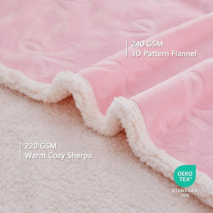 1 Pack 3 Dog Blankets for Small Dogs - 3 pcs Waterproof Dog Blanket Washable - Soft Sherpa Fleece Puppy Blanket for Kitten Doggy, Warm Cat Blankets for Indoor Cats, 16"X23", Pink Bows