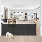 Reinforced 42” Tall x 100” Extra Wide Retractable Baby Gates for Doorways Extra Tall Pet Gate with Rods to Prevent Crawling Through, Dog Gate for Large Openings Extra Long Mesh Gate, Black