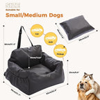 PAWZ Road Dog Car Seat for Small Medium Dogs, Waterproof Booster Bed | Dog booster car seat with dual safety belts, side storage pocket, waterproof leather, soft PP cotton for travel and home