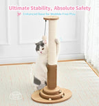 Made4Pets Cat Scratching Post for Indoor Cats with Self Groomer, 28.3" | Cat Scratcher with Natural Sisal Rope, Stable Base and Interactive Ball Track, Cat Toys for Medium and Large Indoor Cats