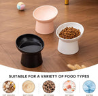 Ceramic Raised Cat Bowls - Elevated Tilted Cat Food and Water Bowls Set, Anti Vomiting and Protect Pets' Spines Pet Feeding Dish for Cats, Dishwasher Microwave Safe (2 x Bowl - White)