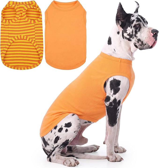 IECOii 2 Pack Dog Surgery Recovery Shirt Sleeveless Lightweight Dog Tshirt | T-Shirts with Stretch Fit,Gentle on Sensitive Skin,Anti-licking for Hot Spots,Shedding Control Tee,For Small to Giant Dogs
