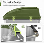 AIPERRO Stainless Steel Litter Box | XL Enclosed Cat Litter Boxes with Lid for Big Cats | High Sided, Anti-Urine Leakage | Non-Stick Bottom & Includes Litter Mat & Metal Scoop (Olive Green)
