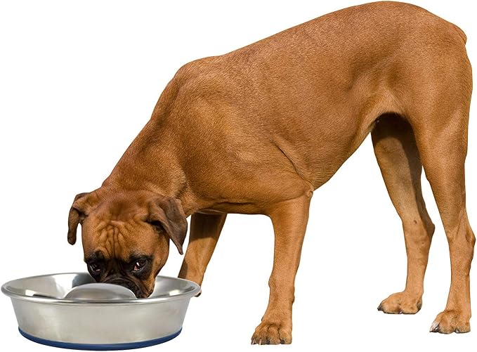 OurPet's Durapet Slow Feed Premium Stainless Steel Dog Bowl, Silver, Large (2040010302) | Helps pace rapid eaters, durable easy clean design, an alternative to snuffle mats for calmer mealtimes, a sturdy daily dish