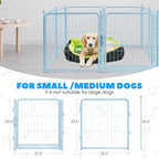 32 Inch Blue Dog Playpen, 8-Panel Metal Pet Exercise Pen with Door, Foldable Indoor Outdoor Dog Fence for Medium Dogs (Blue, 32inch)