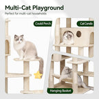 Meecal 79inch Heavy Duty Cat Tree for Indoor Cats Large Adult, Tall Giant Cat Tower with Scratching Post, Large Perches, Cozy Cat Condos & Hanging Hammocks, Beige