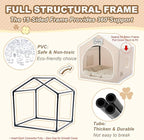 ndoor Dog House with Frame, Cute Dog Tent Bed with Cover Cave | Breathable, Washable, and Foldable House, Suitable for 36-66 Lb, Large (29"×29"×29"), Beige