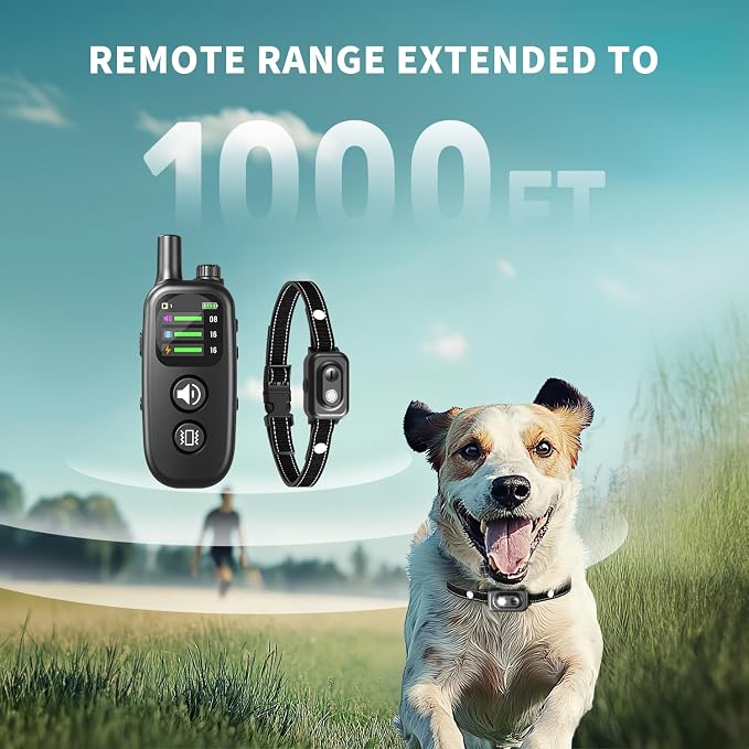 Small Dog Training Collar with Remote - Humane Dog Shock Collar with Beep, Vibration & Safe Shock Modes, 1000ft Range, Waterproof Rechargeable Bark Control Collar for Small Dogs, Black