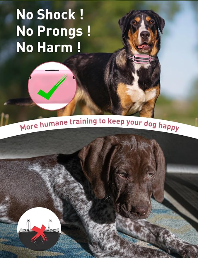 No Shock Dog Training Collar, Beep and Vibrating Dog Collar with Remote 2800Ft, Vibration Collar for Small Medium Large Dogs - No Prongs