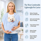 Ice Silk Dog Sling Carrier, Adjustable Safety Strap | Breathable & lightweight, fits pets up to 10 lbs,Secure buckle closure, hands-free design,Great for daily walks & travel,Blue