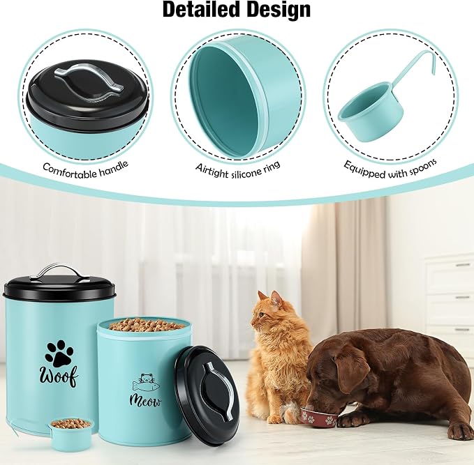 Honeydak 2 Pack Dog and Cat Treat Container Airtight Metal Pet Food Jar with Lid Cookie Container Gifts for Cat Dog Lovers for Farmhouse Housewarming Kitchen Counter Treat Jar Food Storage for Pet