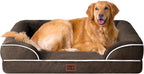 EHEYCIGA Orthopedic Extra Large Dog Bed, Waterproof Washable XL Pet Bed 44" | Non-Slip Bottom and Egg-Crate Memory Foam Big Dog Couch Bed with Washable Removable Cover, Brown, 44Inch