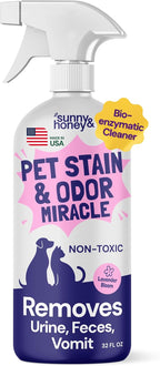 Sunny & Honey Pet Stain and Odor Remover Spray for Carpets, 32floz Lavender | USA Made - Enzyme Cleaner for Dog Urine & Poop - Eliminates Set In Stains - Color Safe - For Rugs, Furniture & Car Seats