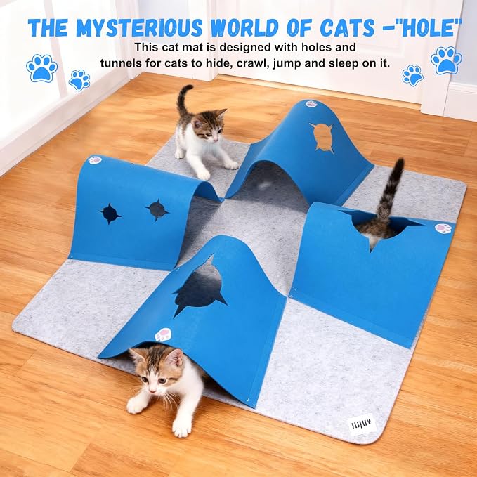4-Way Cat Tunnel for Indoor Cats, Interactive Toy with Plush Ball | 35.4" Multi-Entrance Cat Play Tunnel with Cozy Hideaway Space, Provides Enrichment, Exercise, Exploration & Interactive Play