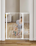 COMOMY 42" Extra Tall Baby Gate for Stairs Doorways, Fits Openings 29.5" to 40.6" Wide, Auto Close Sturdy Safety Dog Gate for House, Pressure Mounted Easy Walk Through Pet Gate with Door, White