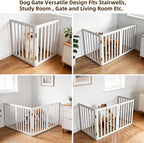 Dog Gate Indoor, Freestanding Dog Fence for The House, Doorways, Hallways,or Stairs,Pet Gate Foldable Wooden,Expandable 32" Height 2 Panels,White