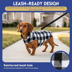ASENKU Reversible Dog Winter Coat, Dog Jacket for Small Medium Large Dogs | Windproof Plaid Fleece Lining for Cold Weather, Water-resistant Outer Shell, Puppy Puffer Vest with Leash Hole, White 3XL