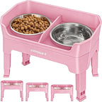 URPOWER Elevated Dog Bowls, 3-in-1 Double Deck Raised Dog Bowl Stand | 4 Height Adjustable Raised Stand with 2 Stainless Steel Food Bowls & Licking Plate for Small, Medium & Large Dogs