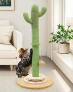 Globlzer 30in Cactus Cat Scratching Post for Indoor Cats, SC30, Green | Stable Cat Scratcher for Kitten Adult Cats, Durable Sisal Rope, Interactive Solid Wood Ball Game, Dangling Ball Toy
