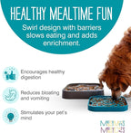 Messy Mutts Square Slow Feeder, 8 Inch, 2 Cup, Cool Grey | 8 x 8 Inch Square Silicone Puzzle Slow Feeder For Dogs And Cats, Holds 2 Cups, Dishwasher Safe