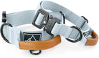 MADE TO ROAM Control Dog Collar | Leather Handle & Heavy Duty Metal Buckle | Premium adjustable collar with vegan leather handle. Fits medium to large dogs. 15 colors. Matching leash & harness