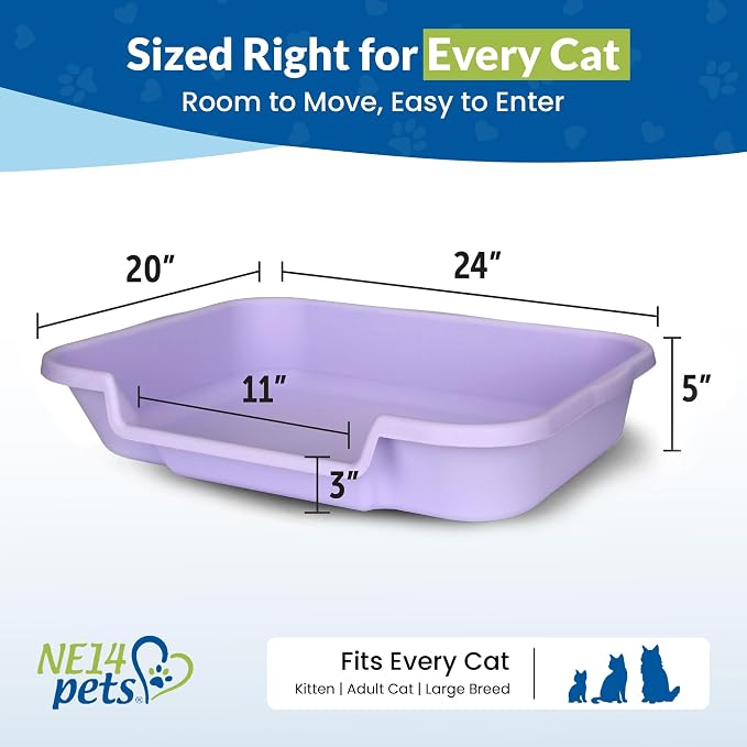 KittyGoHere Senior Cat Litter Box, Large with Jumbo Scoop, Storybook Lavendar