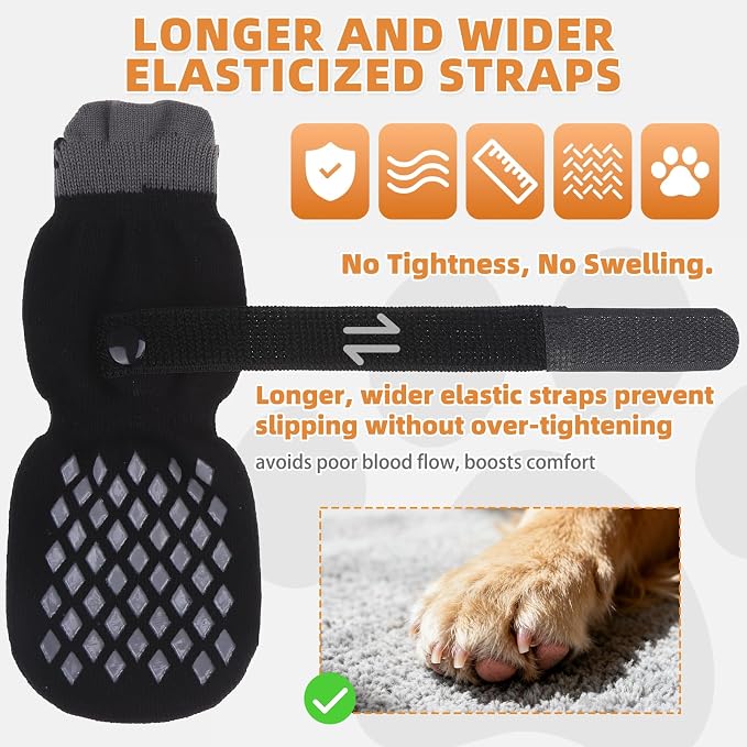 KOOLTAIL Non Slip Dog Socks Shoes to Prevent Licking Paws and Scratching, Winter Pet Booties for Cold Pavement & Hardwood Floors, Dog Grip Booties for Small Medium Large Senior Dogs