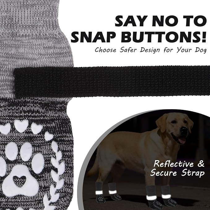 EXPAWLORER Dog Socks to Prevent Licking and Slipping, Summer Dog Shoes for Hot Pavement, Paw Protectors for Hardwood Floors Anti-Slip, Dog Booties for Small Medium Large Senior Dogs, Black Grey XS