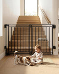 Extra Wide 29" Tall Baby & Dog Gate, 32-54" Wide Hardware Mount Gate,Black | Auto-Close design,Two-Way Swing, No Bottom Bar,Must Drill to Install