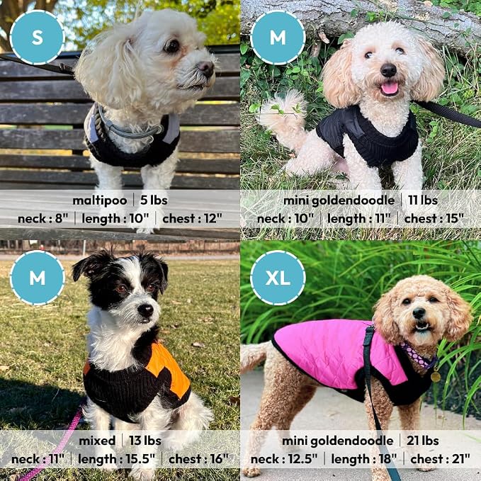 Gooby Fashion Vest Dog Jacket - Orange, X-Large - Warm Zip Up Bomber Vest with Dual D Ring Leash - Winter Water Resistant Small Dog Sweater