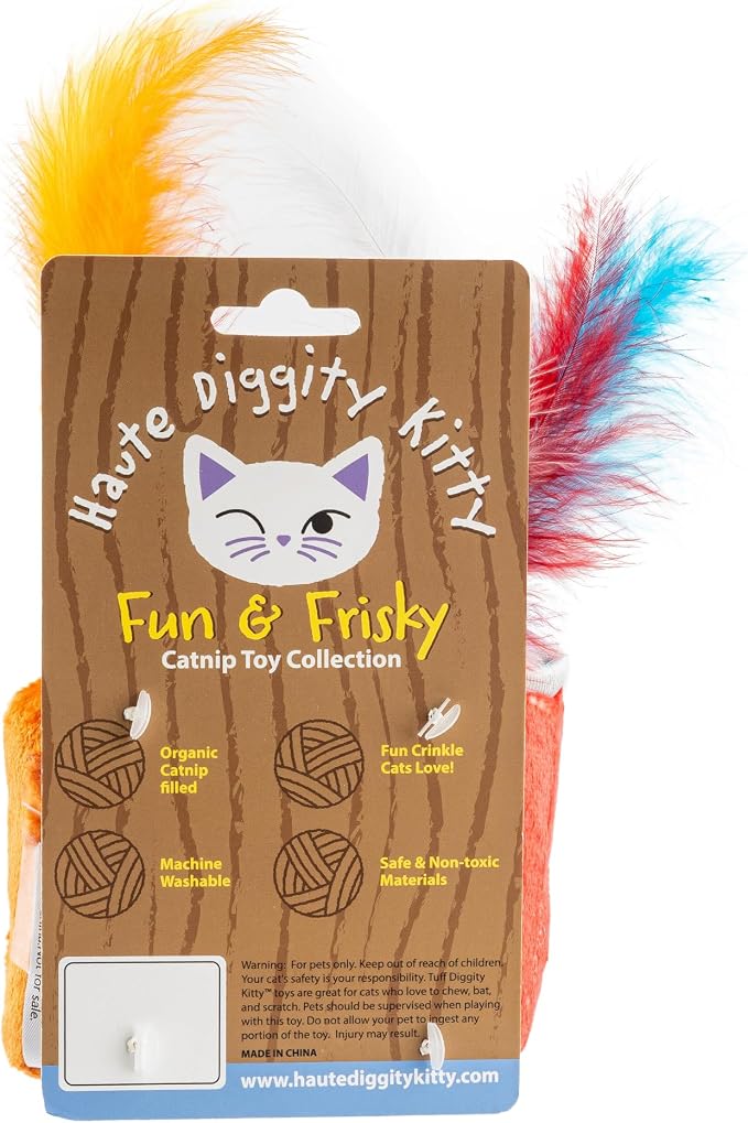 Haute Diggity Kitty Catweiser + Furball Set, Soft Plush Cat Toys | 2 Pack Catnip Toys with Interactive Crackle & Feathers, Safe & Durable Cat Nip Kicker Toy for Outdoor & Indoor Cats & Kitten