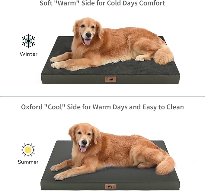 Outdoor Extra Large Dog Bed XXL for Giant Breed Dogs | Egg Crate Orthopedic Foam, Fits 48x30 Crates, TPU Waterproof Layer, Machine Washable 1680D Oxford Cover, Up to 110 lbs