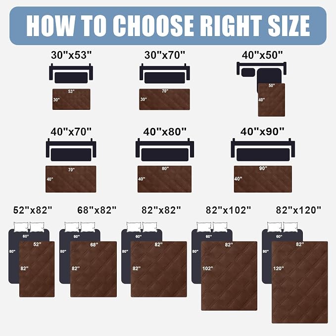 Smiry Waterproof Dog Bed Cover, Reversible Pet Blanket for Sofa Couch | Soft Washable Dog Blanket, Leakproof Couch Cover for Dogs Cats & Furniture Protection, 30x70, Brown/Brown